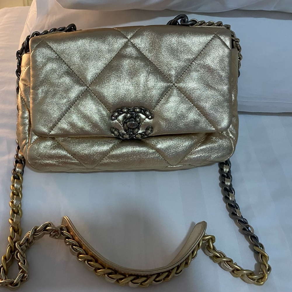 Authentic Chanel Gold Quilted Chain Shoulder Bag, Limited Edition